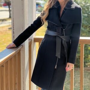 Mackage Cashmere Wool Coat with Leather Accents
